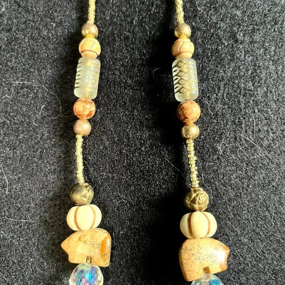 Distinctive Beaded Necklace with Bear Totem Fetish and Painted Pendant - Picture 5 of 8